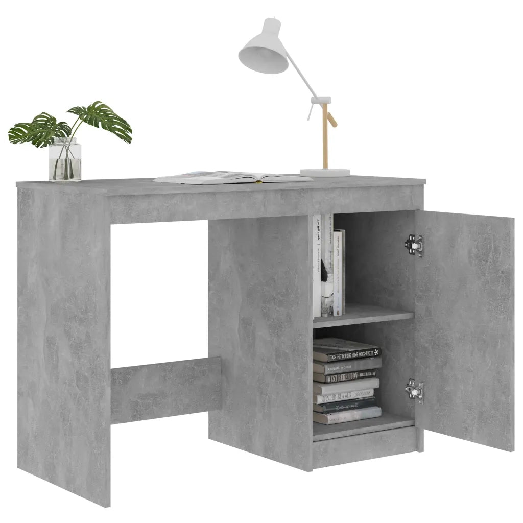 Scrivania | Tavolo da Ufficio Grigio Cemento 100x50x76 cm in Legno Multistrato