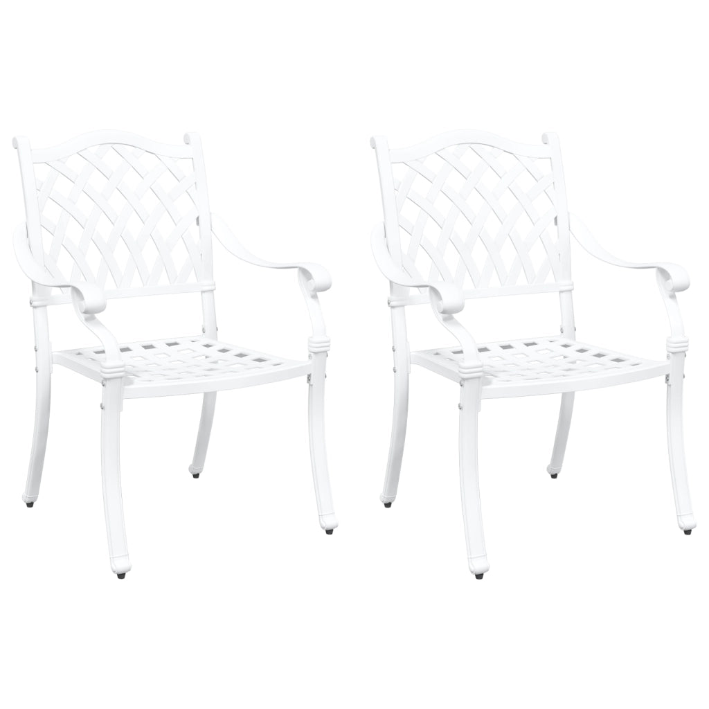 Sedia da giardino  2 pz bianca in alluminio pressofuso