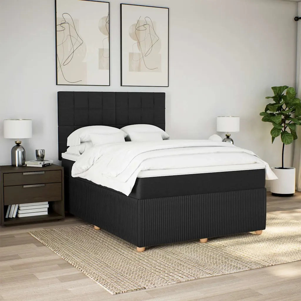 Giroletto a Molle con Materasso Nero 140x190 cm in Tessuto 3292053