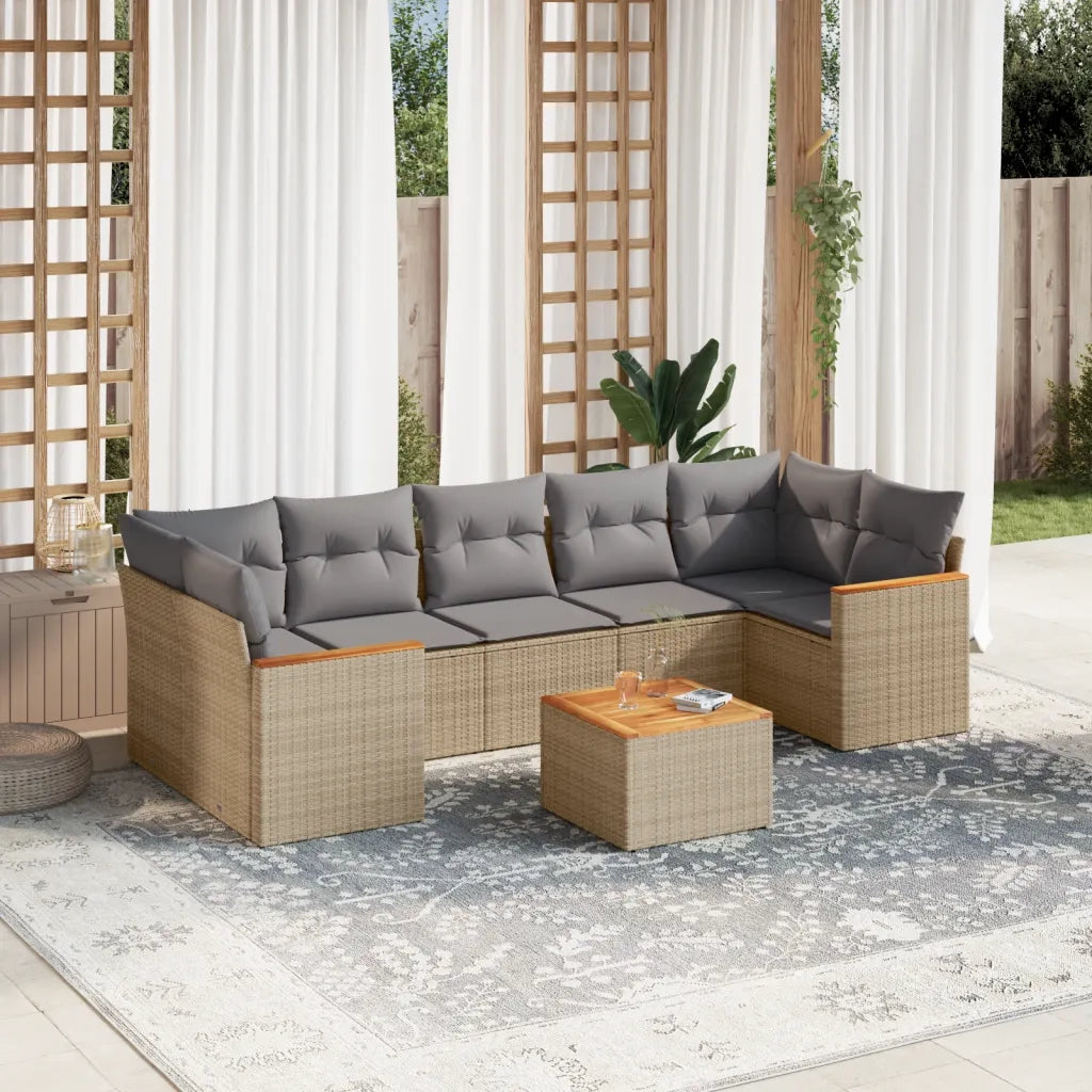 Set Divano da Giardino 8 pz con Cuscini Beige in Polyrattancod mxl 112523