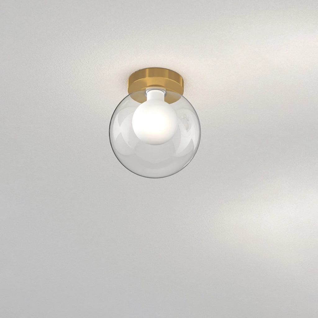 Plafoniera Contemporanea Inside Metallo Ottone Vetro Bianco 1 Luce G9