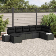 Set Divano da Giardino con cuscino 7 pcs Nero polyrattan