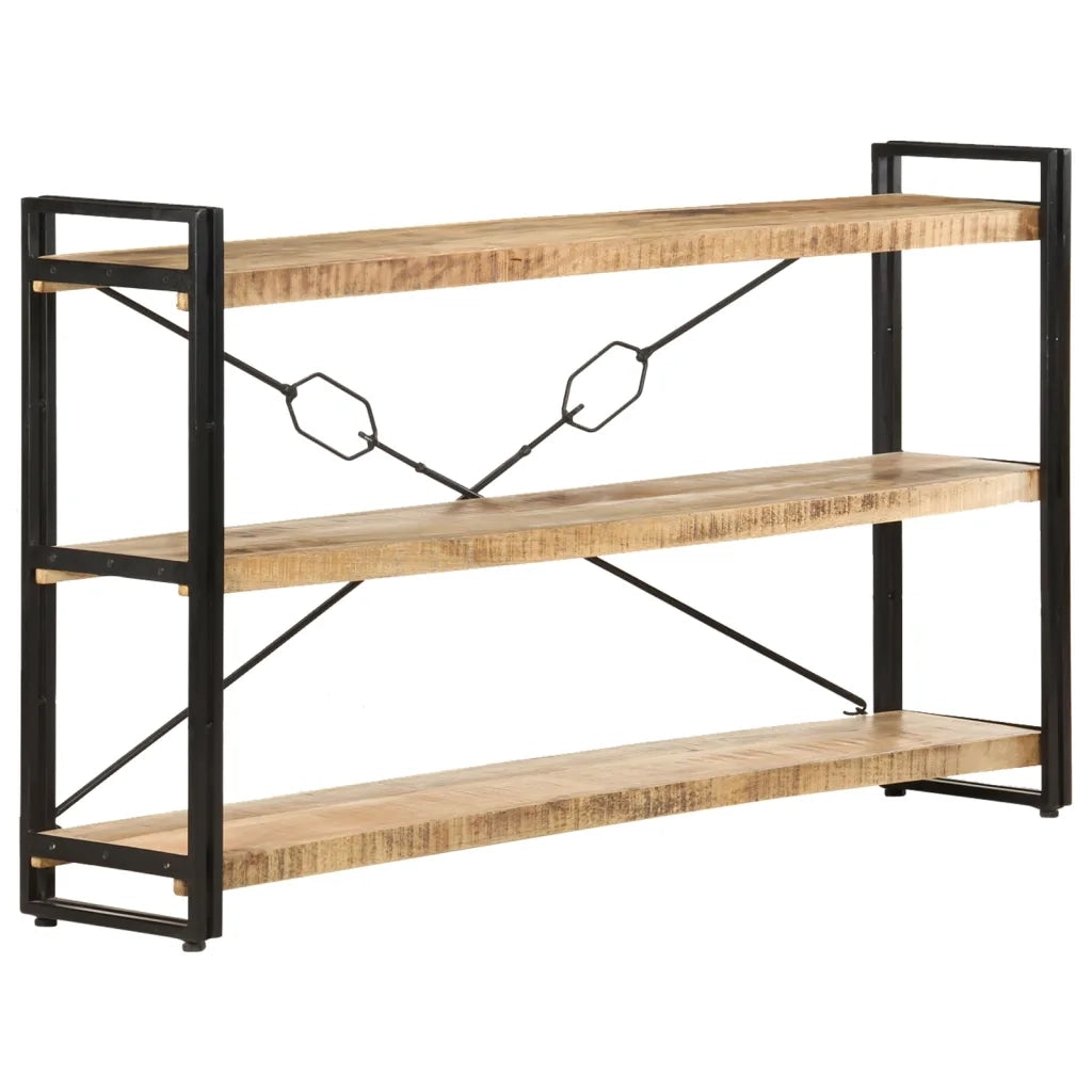 Libreria a 3 Ripiani-Scaffale per Libri-Mobile di Stoccaggio 140x30x80 cm in Legno Massello di Mango