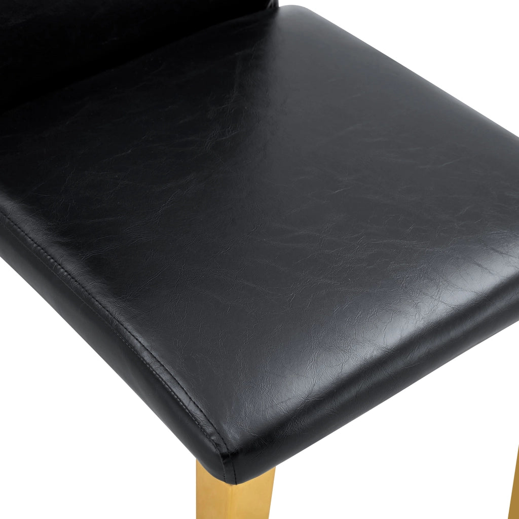Set di 4 sedie da pranzo 41x47x90 cm; ecopelle nera e metallo oro
