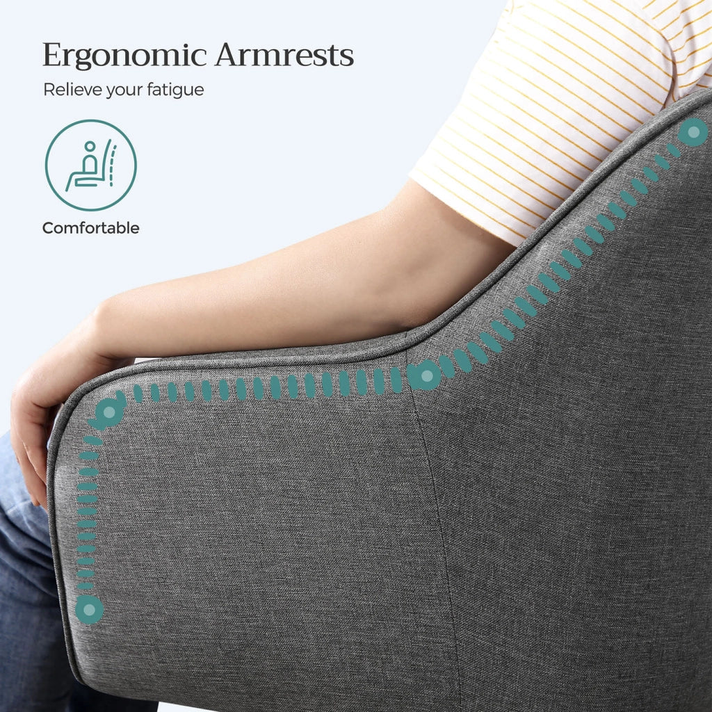 Sedia da ufficio comoda sedia girevole seduta ergonomica altezza regolabile portata 120 kg struttura in acciaio tessuto effetto lino grigio 12_0005879