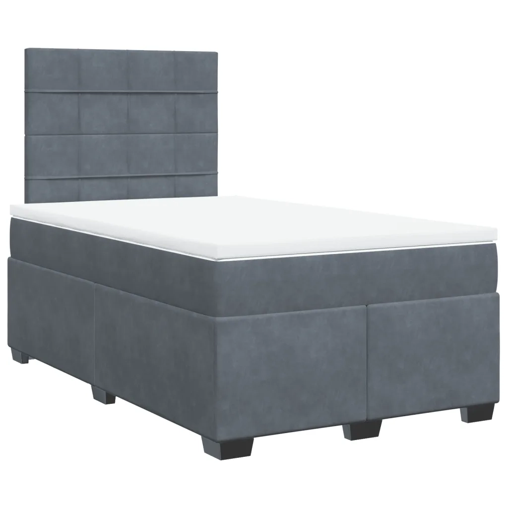 Giroletto a Molle con Materasso Grigio Scuro 120x200 cm Velluto