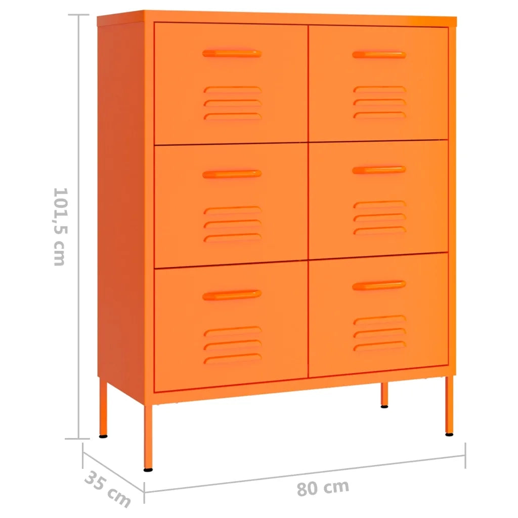 Cassettiera Arancione 80x35x101,5 cm in Acciaio 336147