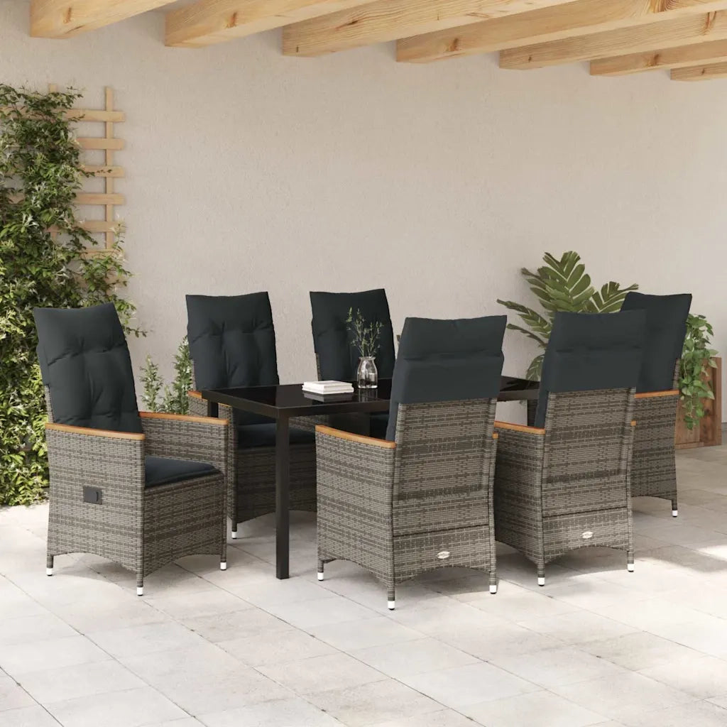 Set da Pranzo per Giardino con cuscino 7 pcs Grigio polyrattan 3379622