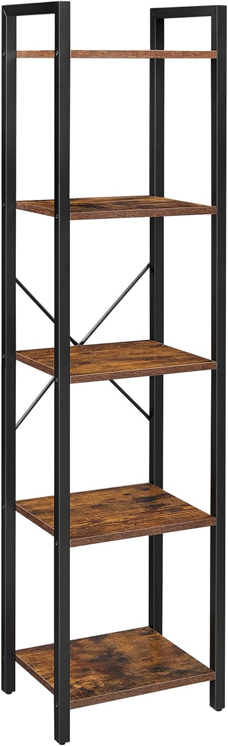Libreria VALORA Rustic Brown con 5 ripiani, stile loft - LLS100B01