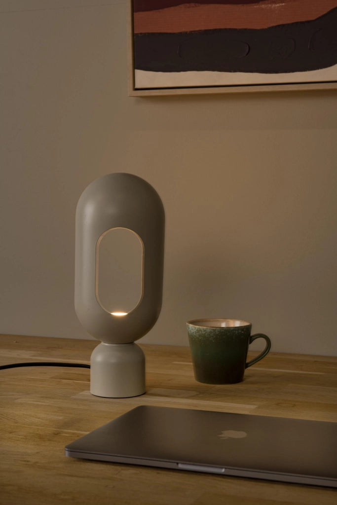 Lampada da tavolo retrò ovale BARRIS taupe E27 Lucide