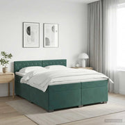 Letto box spring con materasso Verde Scuro 200 x 200 cm Velluto 3450779