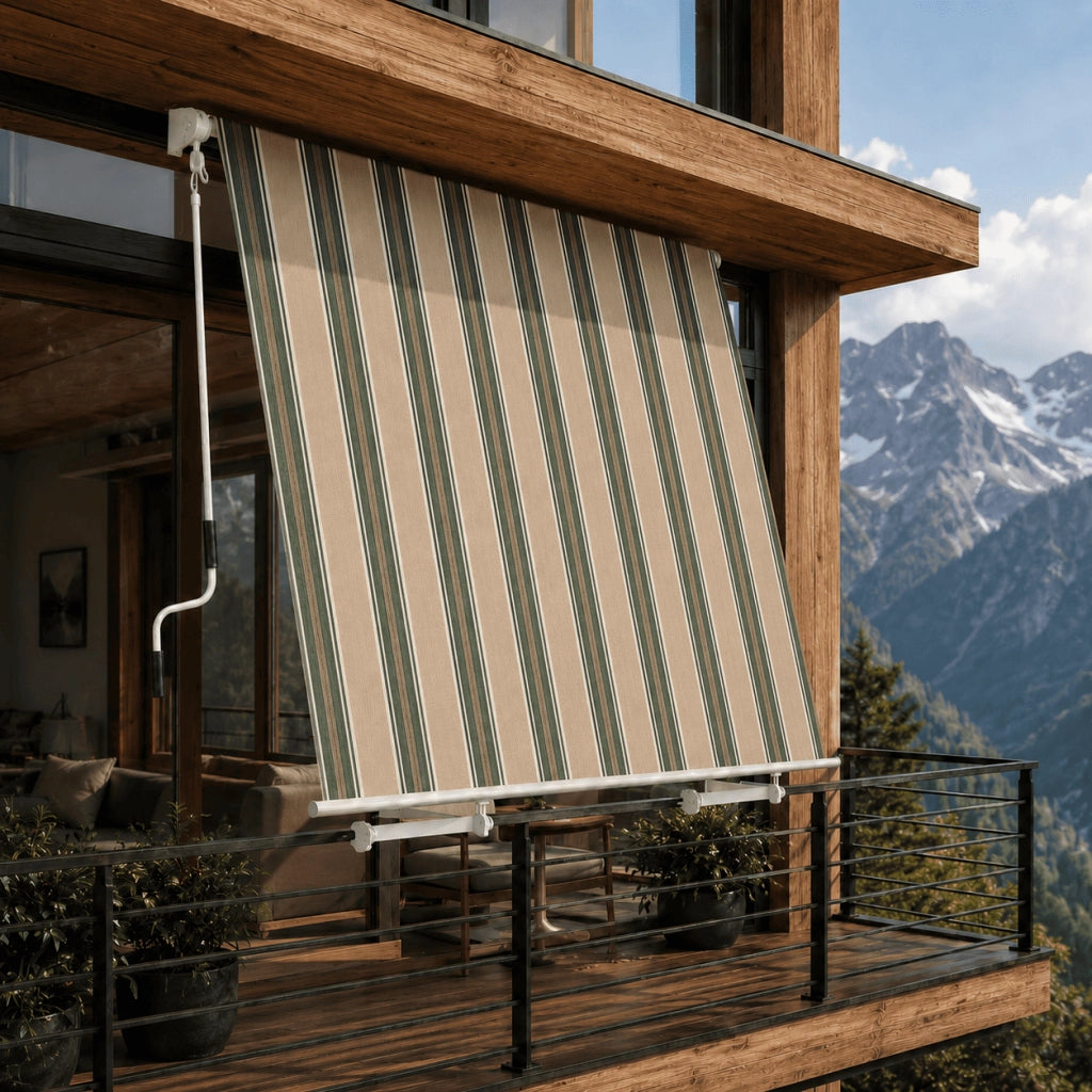 Tenda Da Sole Struttura In Alluminio Tessuto In Poliestere 280G Protezione Solare Privacy Per Balcone Terrazza Veranda E Contesti Esterni 295x250x50 Cm Beige E Verde