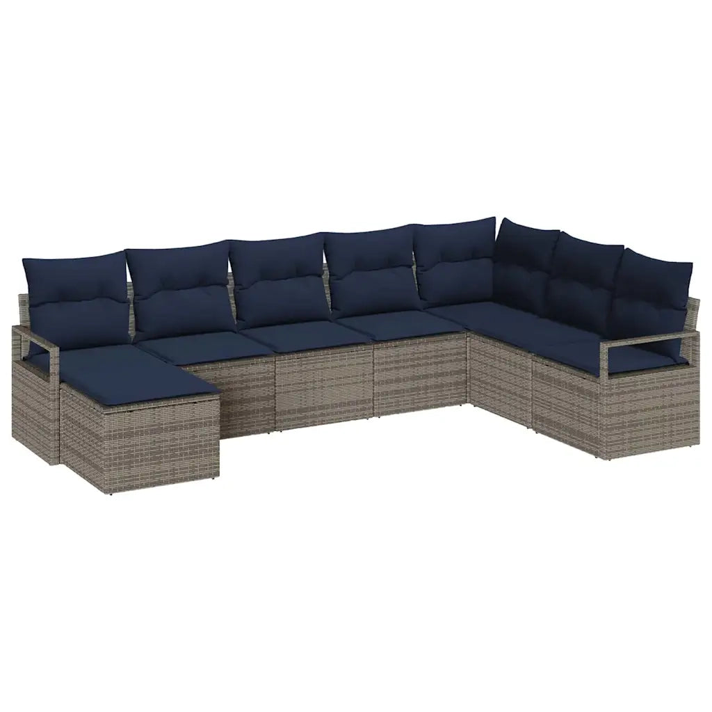 Set di divani con cuscino 8 pcs Grigio polyrattan