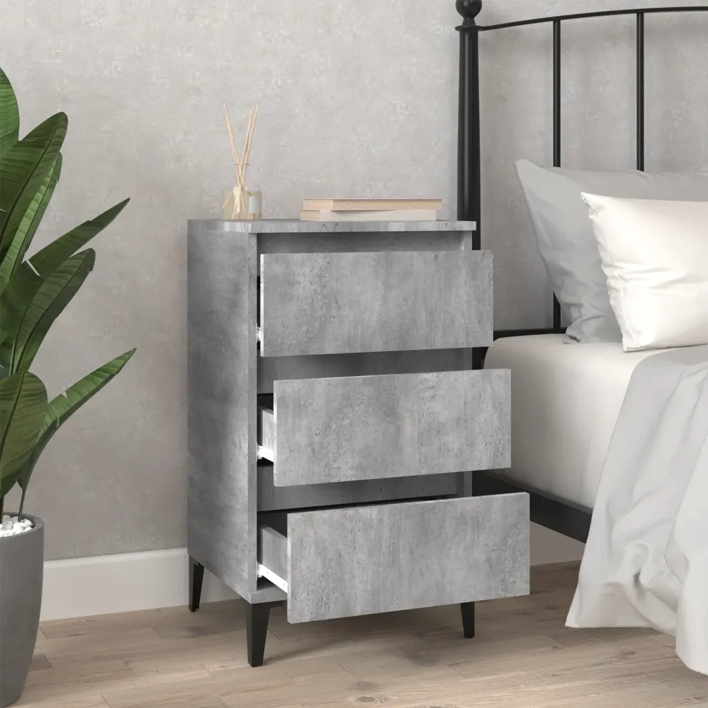 Comodino | Armadio da Notte | Mobiletto da notte Grigio Cemento 40x35x70 cm in Legno Multistrato