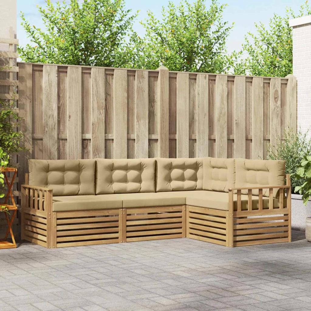 Set di divani da esterno 5 pz Bianco e Beige Poliestere 3390398