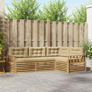 Set di divani da esterno 5 pz Bianco e Beige Poliestere 3390398