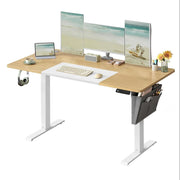 Scrivania elettrica regolabile in altezza con funzione di memoria 4 posizioni di altezza tasca portaoggetti struttura in acciaio piano spesso 140 x 60 x (72-120) cm marrone 12_0004556