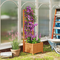 Fioriera con Traliccio per Rampicanti 40x40x120 cm in Legno Marrone