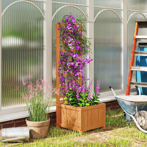 Fioriera con Traliccio per Rampicanti 40x40x120 cm in Legno Marrone
