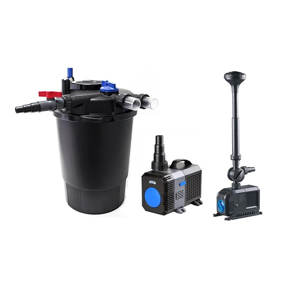 SunSun Kit ECO CPF fino a 30000 litri con filtro pressurizzato, UV-C, pompa a risparmio energetico e giochi d'acqua