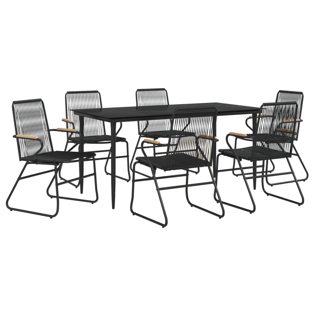 Set da Pranzo da Giardino 7 pz Nero in Rattan PVCcod mxl 100357