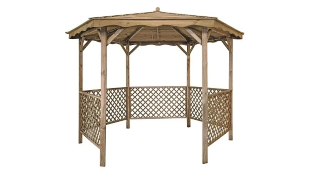 Gazebo da giardino tettoia parasole 3.38x2.79 m – Impregnato - ALT140 - ALTANKA