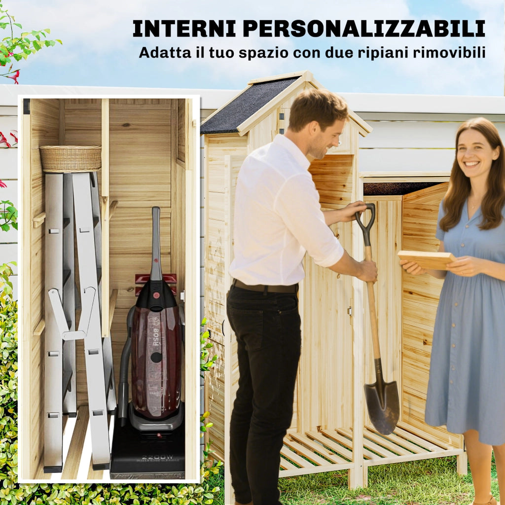 Capanno da Giardino 2 Zone ¨C zephmum ¨C Legno di Abete 106x57x167 cm