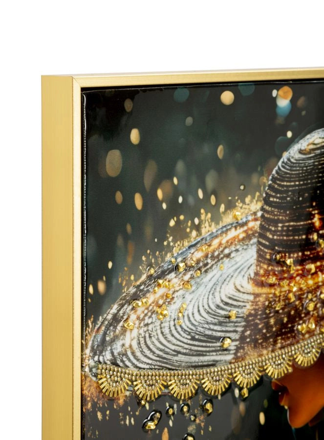 Stampa Decorata su Tela Laccata con Cornice Illumy 62x3,5x92 cm in Abete e Tela e Plastica