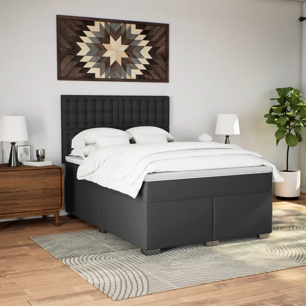 Giroletto a Molle con Materasso Nero 140x200 cm in Similpelle 3293024