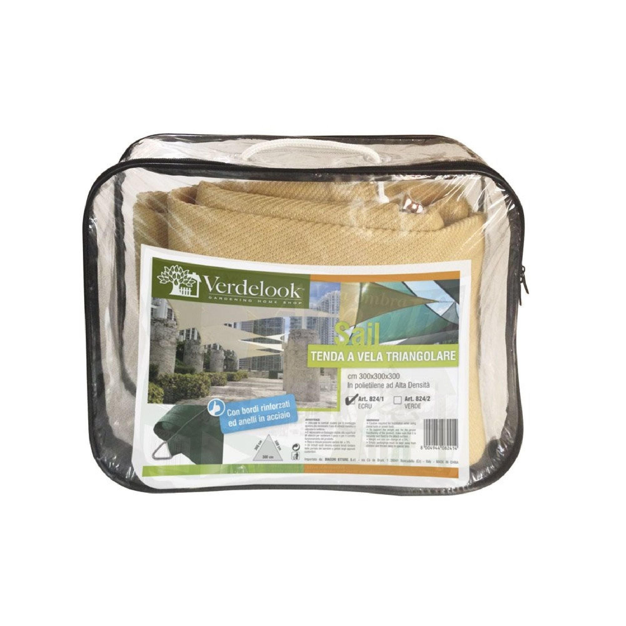 Telo ombreggiante tenda a vela triangolare Verdelook 2 misure ecru sole giardino terrazzo ombra 3.6 x 3.6 x 3.6 m