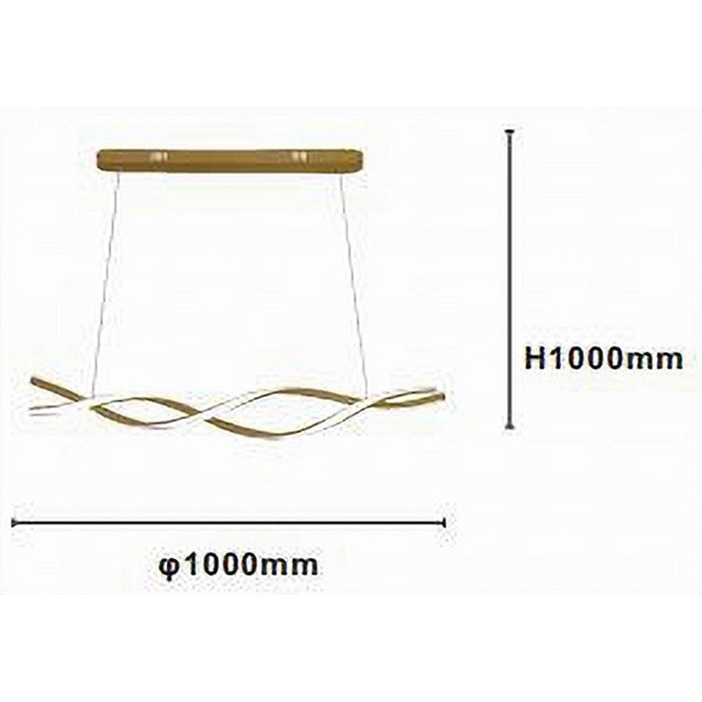 Trade Shop - Lampadario A Sospensione Luce 3000k-6500k Led 48w Oro Spirale Vortice Orizzontale 01110 -