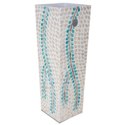 Portaombrelli quadrato in legno rifinito in capiz bianco 19x19x58h