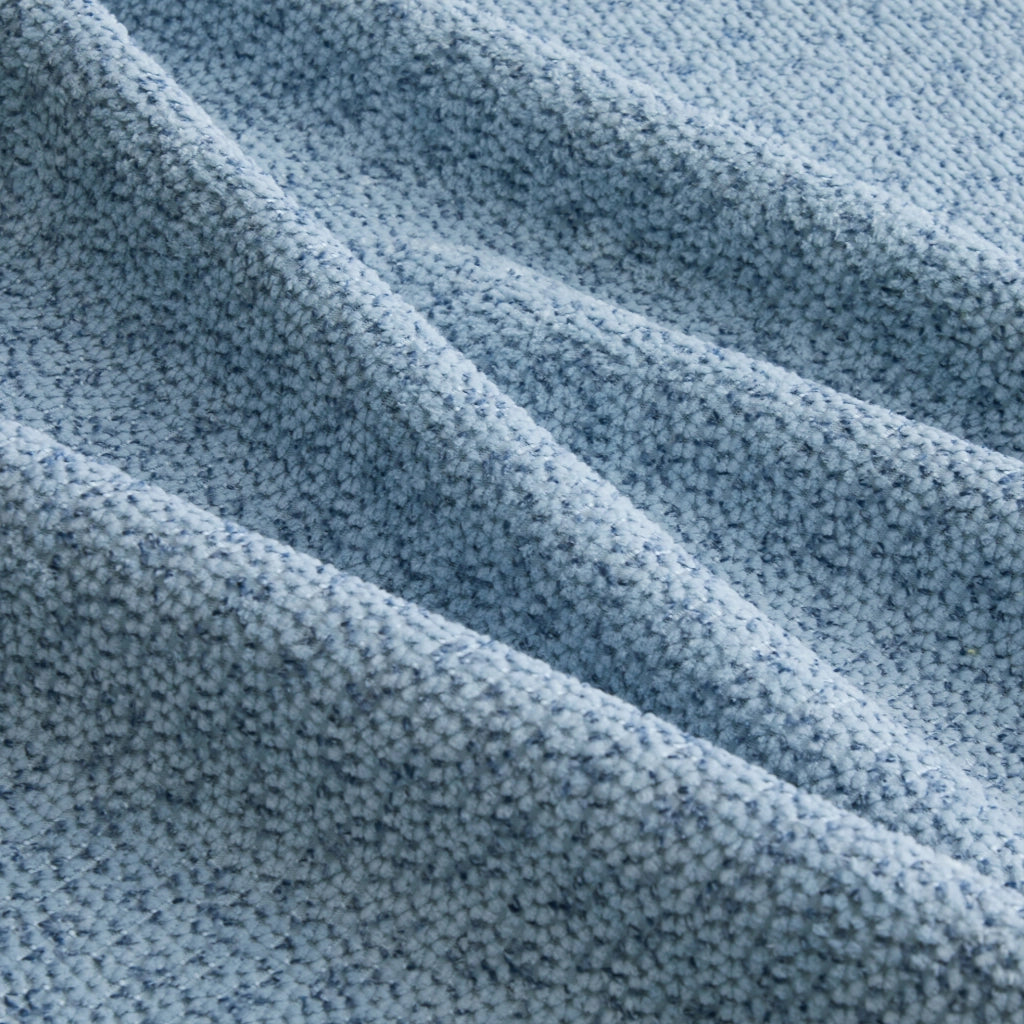 Divano modulare 210x165x79 cm senza struttura con pouf; fleece granulato blu