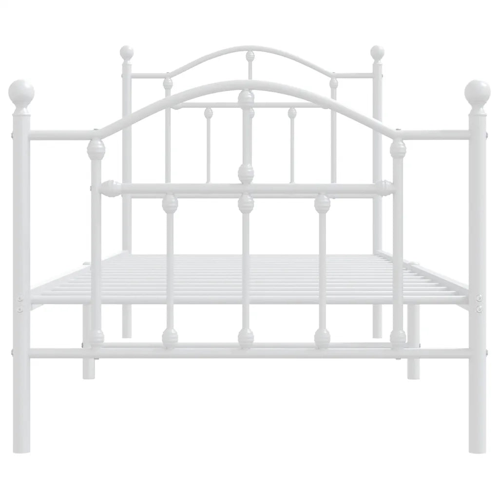 Giroletto con Testiera e Pediera-Struttura Letto Metallo Bianco 90x190 cm 444460