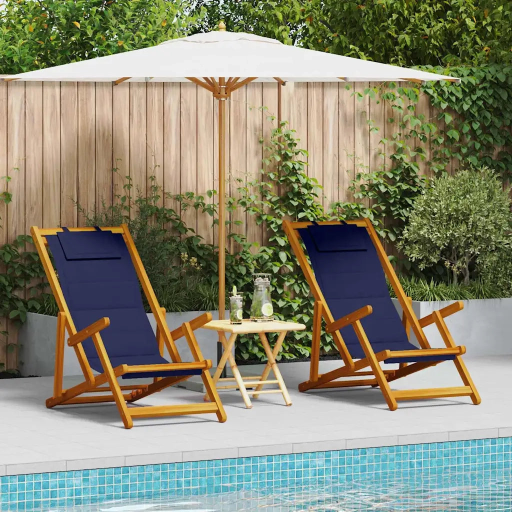 Sedia da spiaggia 2 pcs Marrone Legno di Acacia Massello 3325143