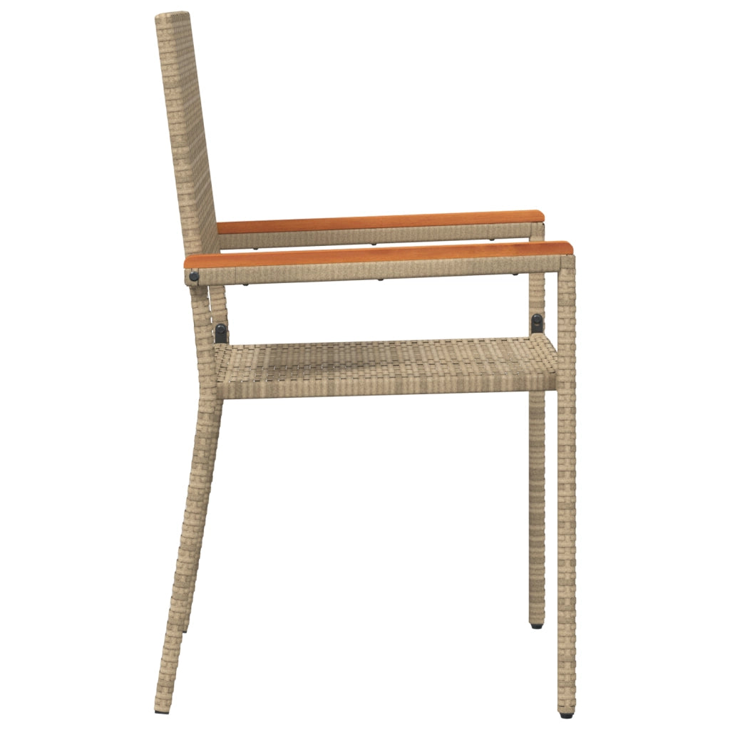 Sedia da Giardino Impilabile con Cuscini 2 pz Beige in Poli Rattan