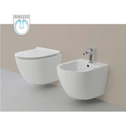 Vaso WC Rimless e Bidet Sospeso Filo Muro Linea Q Tondo senza Brida Formato: WC