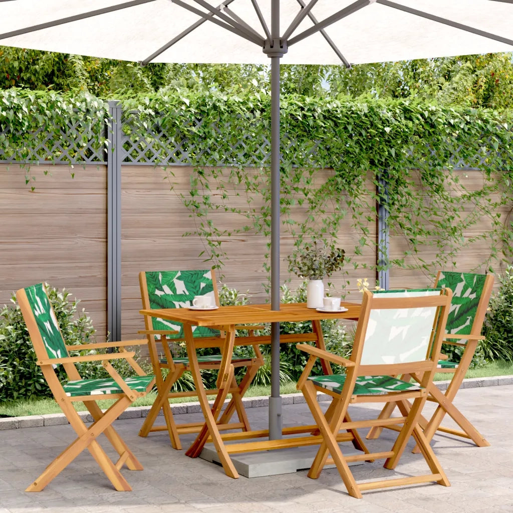 Sedie da Giardino Pieghevoli 4 pz | Sedie da Esterno Verde Tessuto e Legno Massello