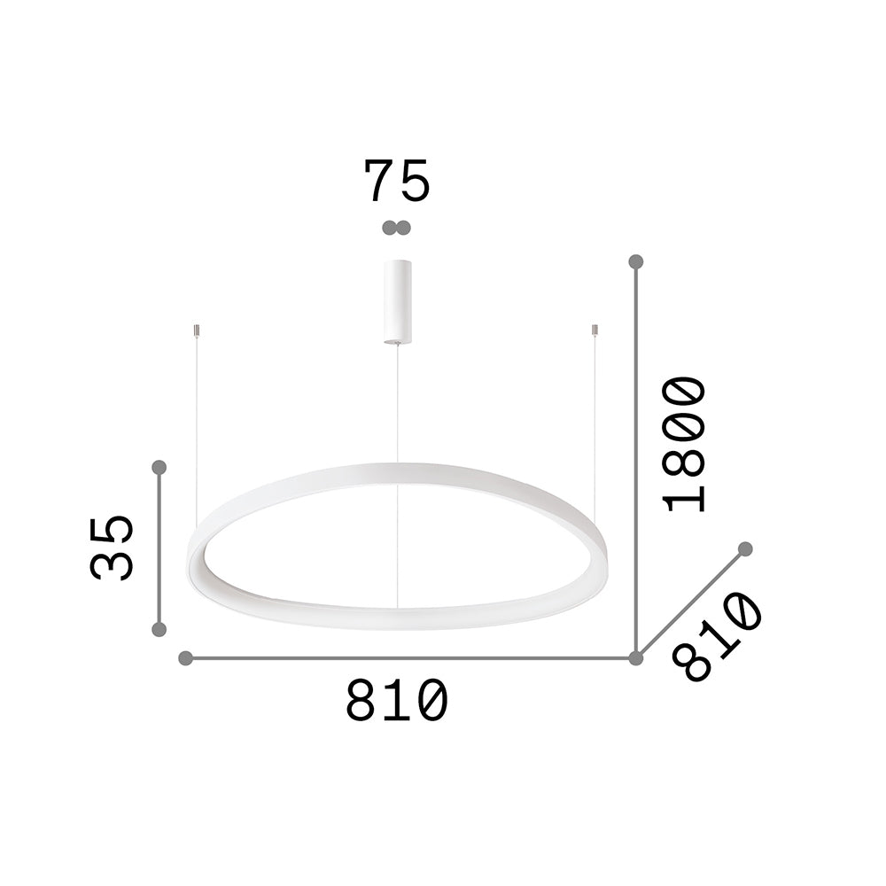 Sospensione Moderna Gemini Metallo Bianco Led 60W 3000K Luce Calda