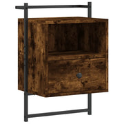 Comodino | Armadio da Notte | Mobiletto da notte a Muro Rovere Fumo 40x30x61 cm Legno Multistrato