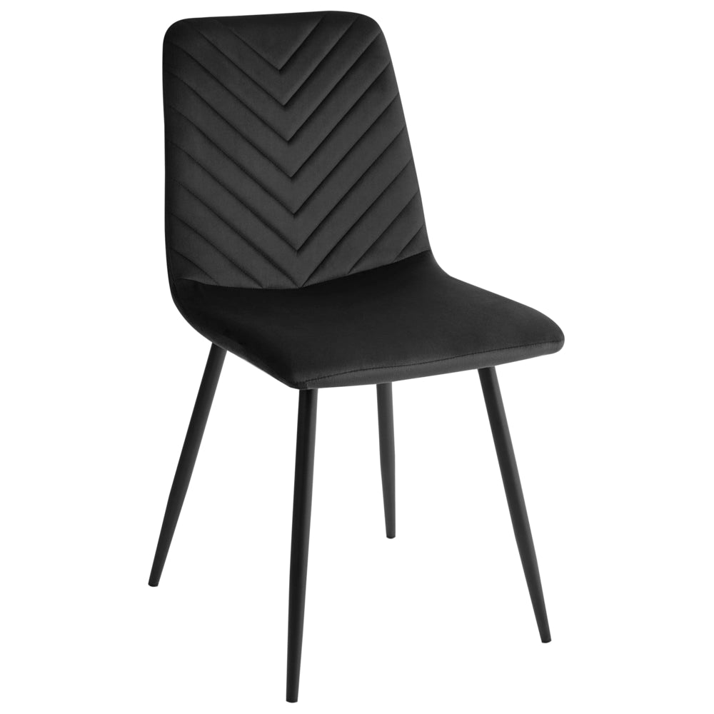 Set di 4 sedie da pranzo in velluto per la sala da pranzo gambe in ferro nero stile elegante