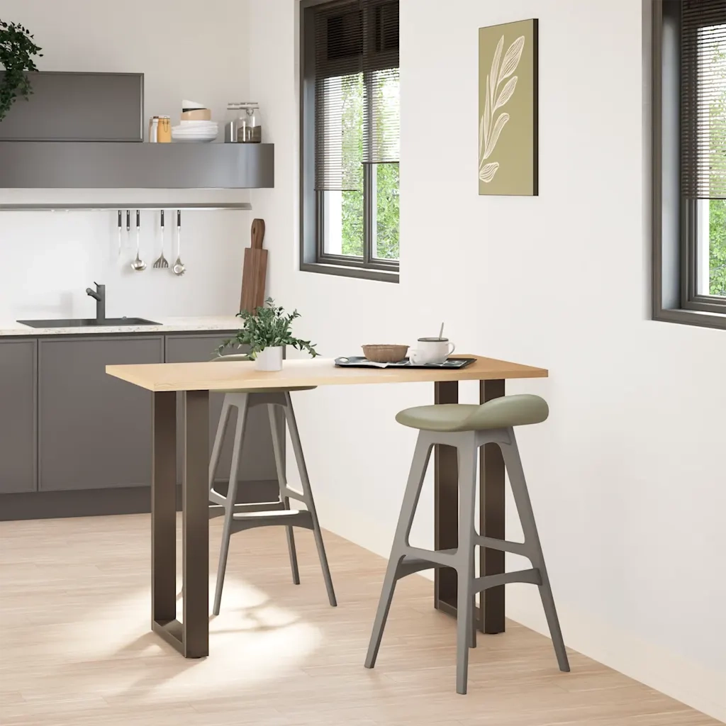 Gambe per tavolo da bar a forma di U 2 pz in acciaio naturale 40x(90-91) cm 4013219
