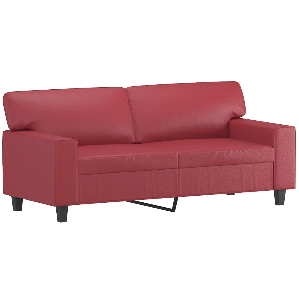 Set di Divani 2 pz con Cuscini Rosso Vino in Similpelle 3201927