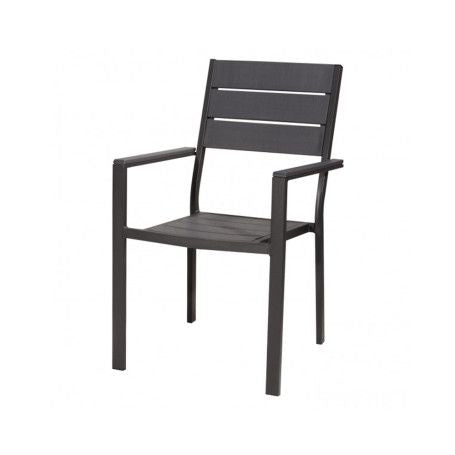 SEDIA DA GIARDINO GRIGIA EFFETTO LEGNO CON BRACCIOLI TENERIFE 62 X 55 X 88H CM