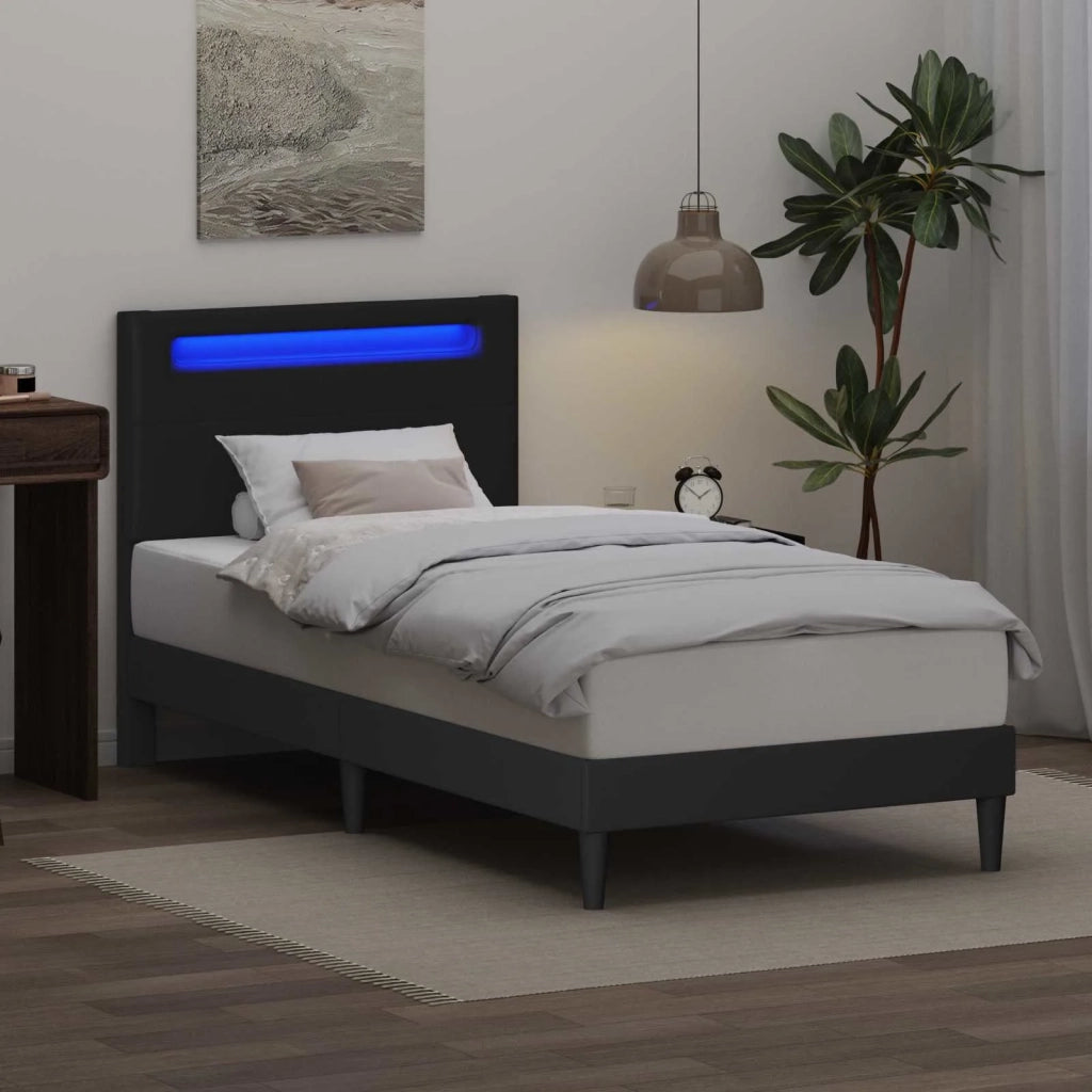 Struttura del letto con strisce LED Nero 80 x 200 cm Similpelle 42028004