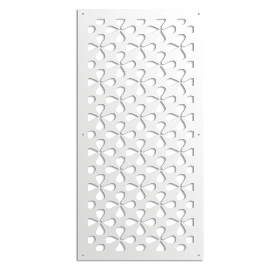 QUADRIFOGLIO - Pannello in PVC traforato - Parasole Misura: 50x150 cm, Colore: bianco