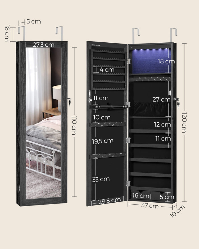 Valora MOBILE PORTAGIOIE SPECCHIATO con interno in velluto nero appeso alla parete