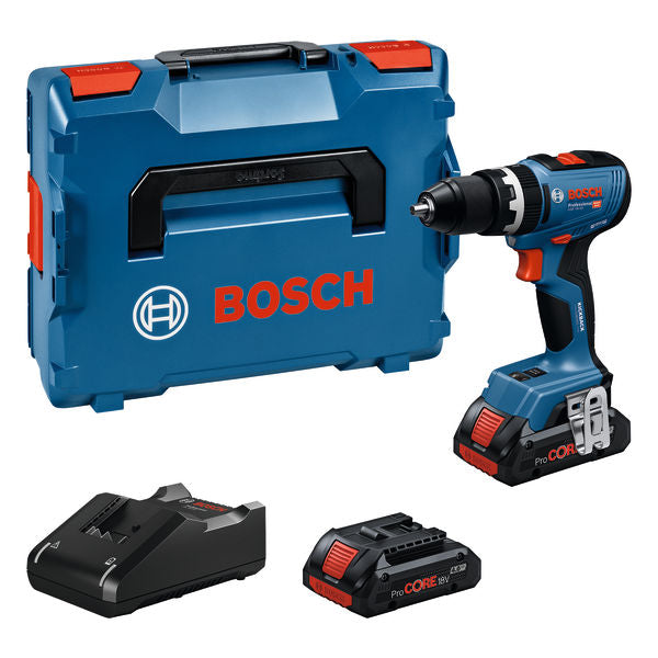 Trapano Bosch a batteria 18V 65nm Brushless due batterie PROCORE GSB 18V-65