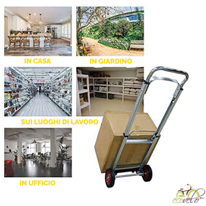 Carrello Industriale Pieghevole in Alluminio – Pneumatici Antiforatura, Portata 90 kg