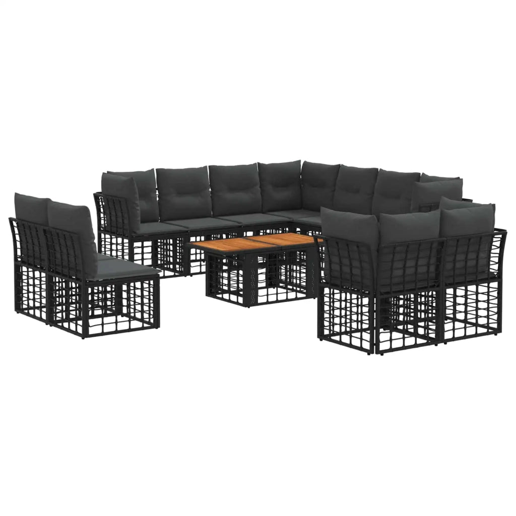 Set Divano da Giardino 12 pz Nero e Grigio scuro polyrattan 3437929
